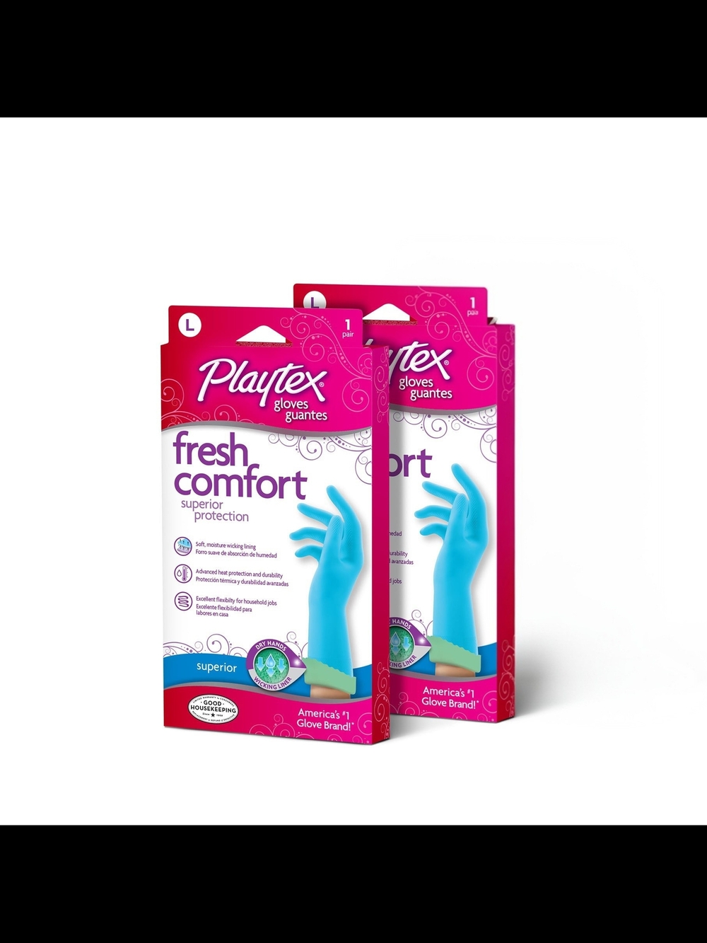 PLAYTEX Fresh Comfort Large Cleaning Gloves, 1 Count - Pack of 2 (Large)